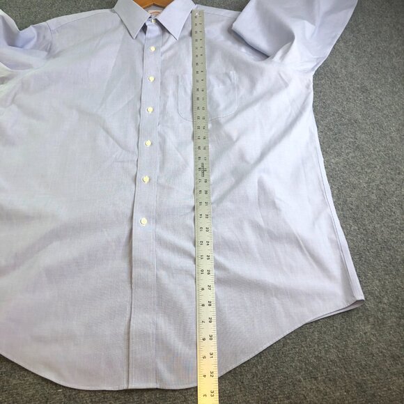 Brooks Brothers Shirt 17 34 Blue Traditional Oxford Button Micro Check - Picture 5 of 11
